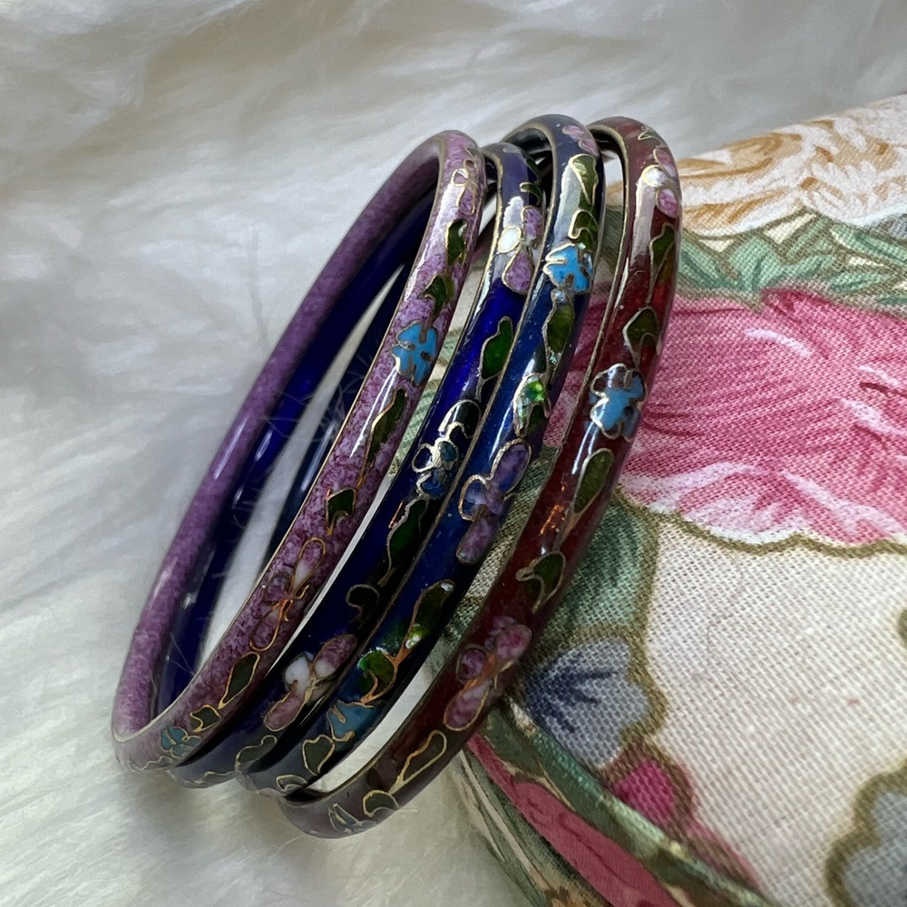 Vintage Cloisonné bangle bracelets (4)